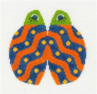 Canvas ~ Ladybug with Polka Dots & Stripes Beanbag or Frame Weight 18 Mesh handpainted Needlepoint Ornament Canvas LEE