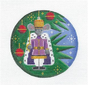 Christmas ~ Nutcracker MOUSE KING 4" Rd. Ornament handpainted 18 Mesh Needlepoint Canvas by Rebecca Wood