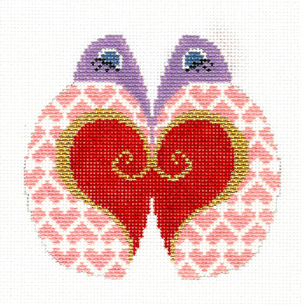 Canvas ~ Ladybug with Red Heart Beanbag or Frame Weight handpainted 18 mesh Needlepoint Canvas LEE