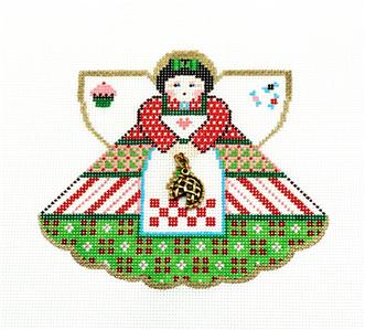 Angel ~ HOLIDAY BAKING Angel & Pie Charm handpainted Needlepoint Ornament Painted Pony