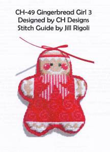 Gingerbread Girl #3 handpainted Children's Needlepoint Ornament Canvas and STITCH GUIDE by CH Designs from Danji Designs