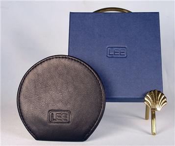 Accessory ~ Black Smooth Leather Purse Folding Mirror for a Needlepoint Canvas by LEE