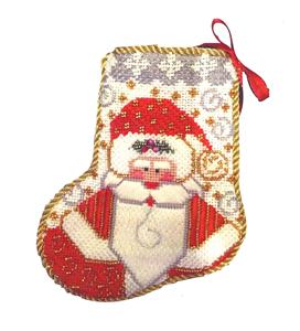 Mini Stocking- Santa Mini Sock & STITCH GUIDE HP Needlepoint Canvas by CH Designs -Danji