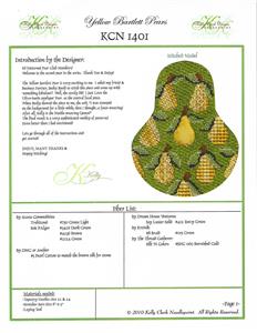 Kelly Clark Pear ~ Yellow Bartlett Pear & STITCH GUIDE HP Needlepoint Ornament by Kelly Clark