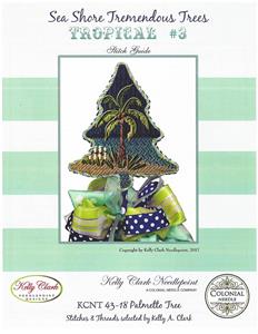 Kelly Clark Tree #3 ~ Palmetto Palm Tree, Fibers & STITCH GUIDE HP Needlepoint Canvas by Kelly Clark