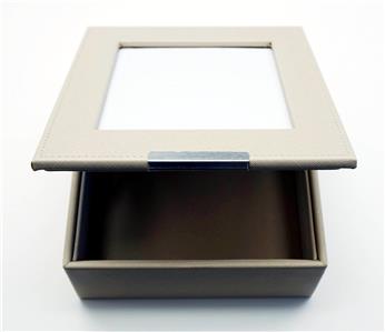 Leather Box ~ Beige Premium Leather Display Box made for a 5"x6" Needlepoint Canvas by LEE