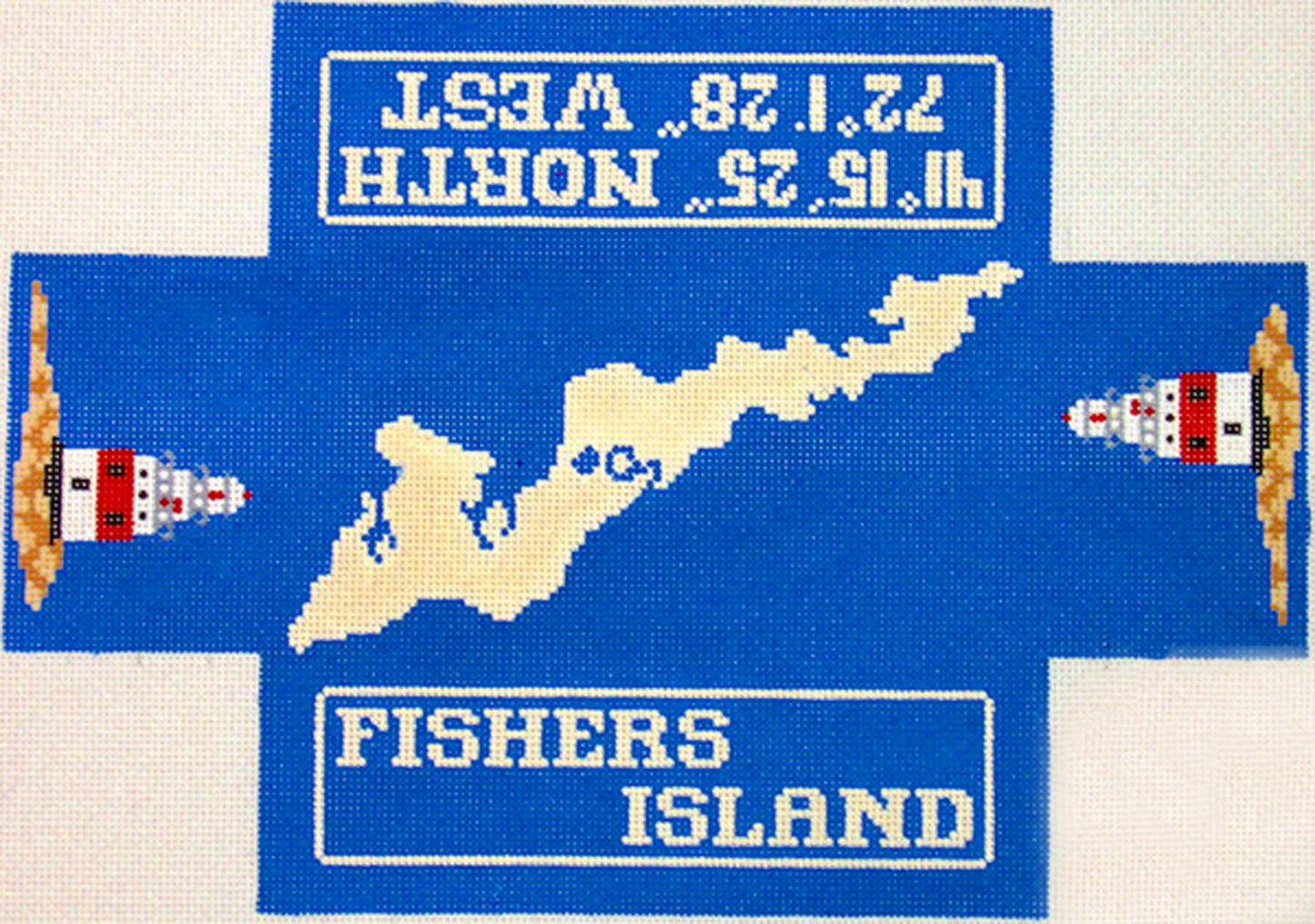 Brick Cover ~ Fisher's Island, New York Brick Cover Door Stop handpainted Needlepoint Canvas by Silver Needle