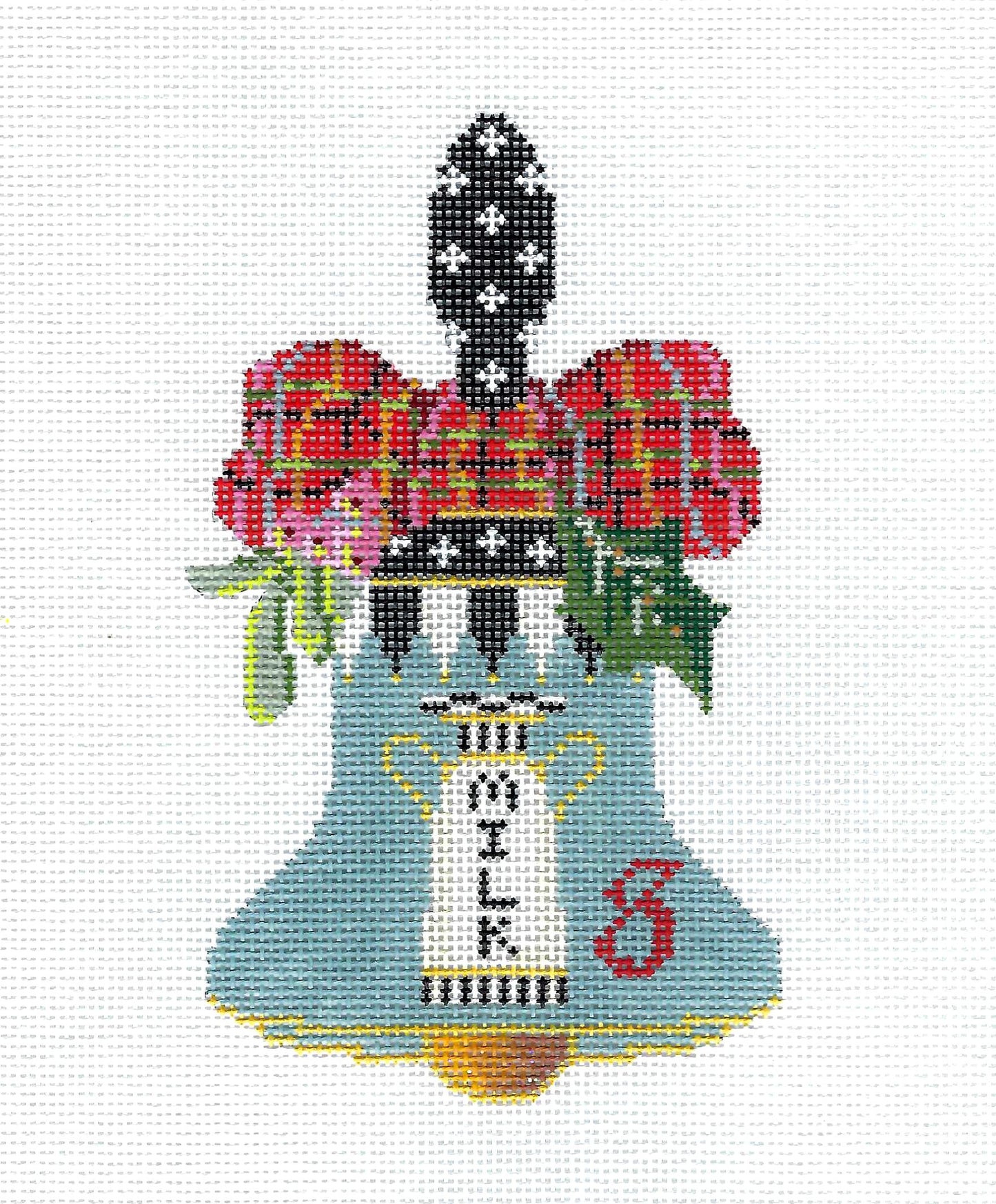 Kelly Clark ~ 12 Days of Christmas Hand Bell 8 Maids Milking handpainted Needlepoint Canvas by Kelly Clark