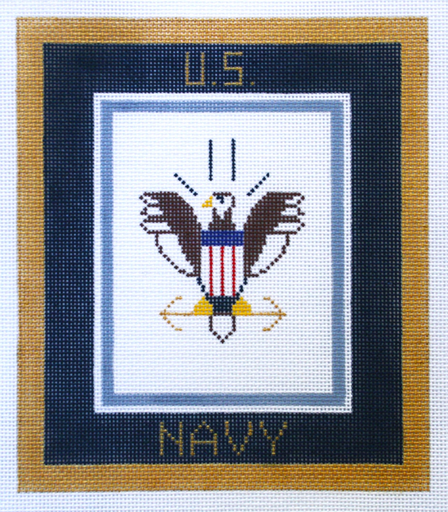 Military ~ UNITED STATES NAVY Military 6" x 7" handpainted 18 Mesh Needlepoint Canvas by LEE Needle Arts