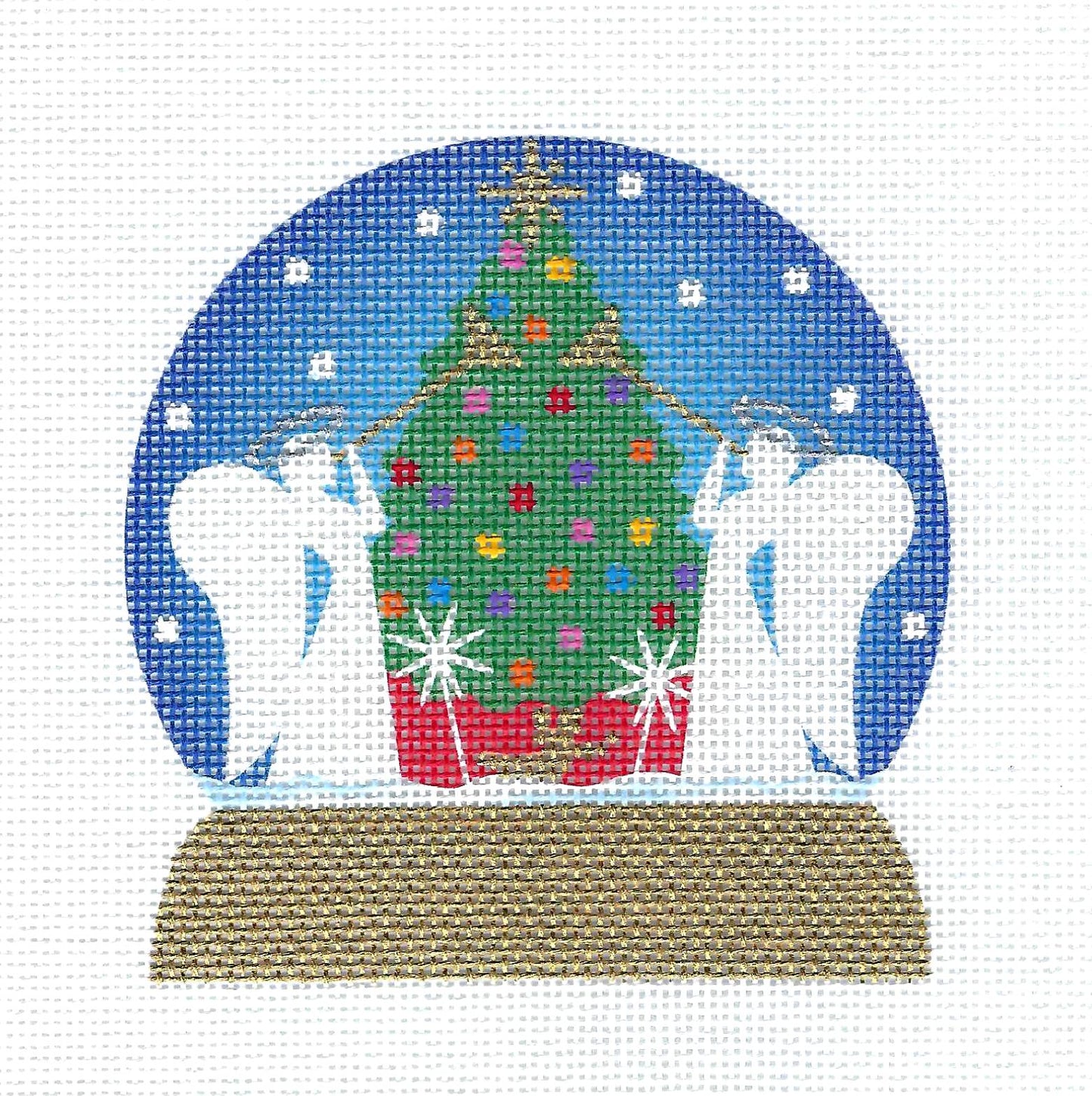 Christmas in New York ~ SNOW GLOBE in Rockefeller Center in New York City Ornament handpainted 18 Mesh Needlepoint Canvas by Pepperberry