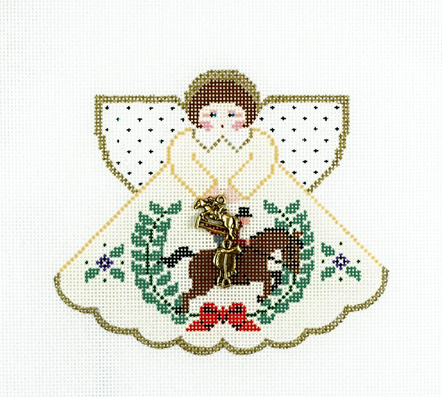 Christmas Angel ~ 12 Days of Christmas ~ TEN LORDS LEAPING Angel handpainted 18 Mesh Needlepoint Canvas by Painted Pony