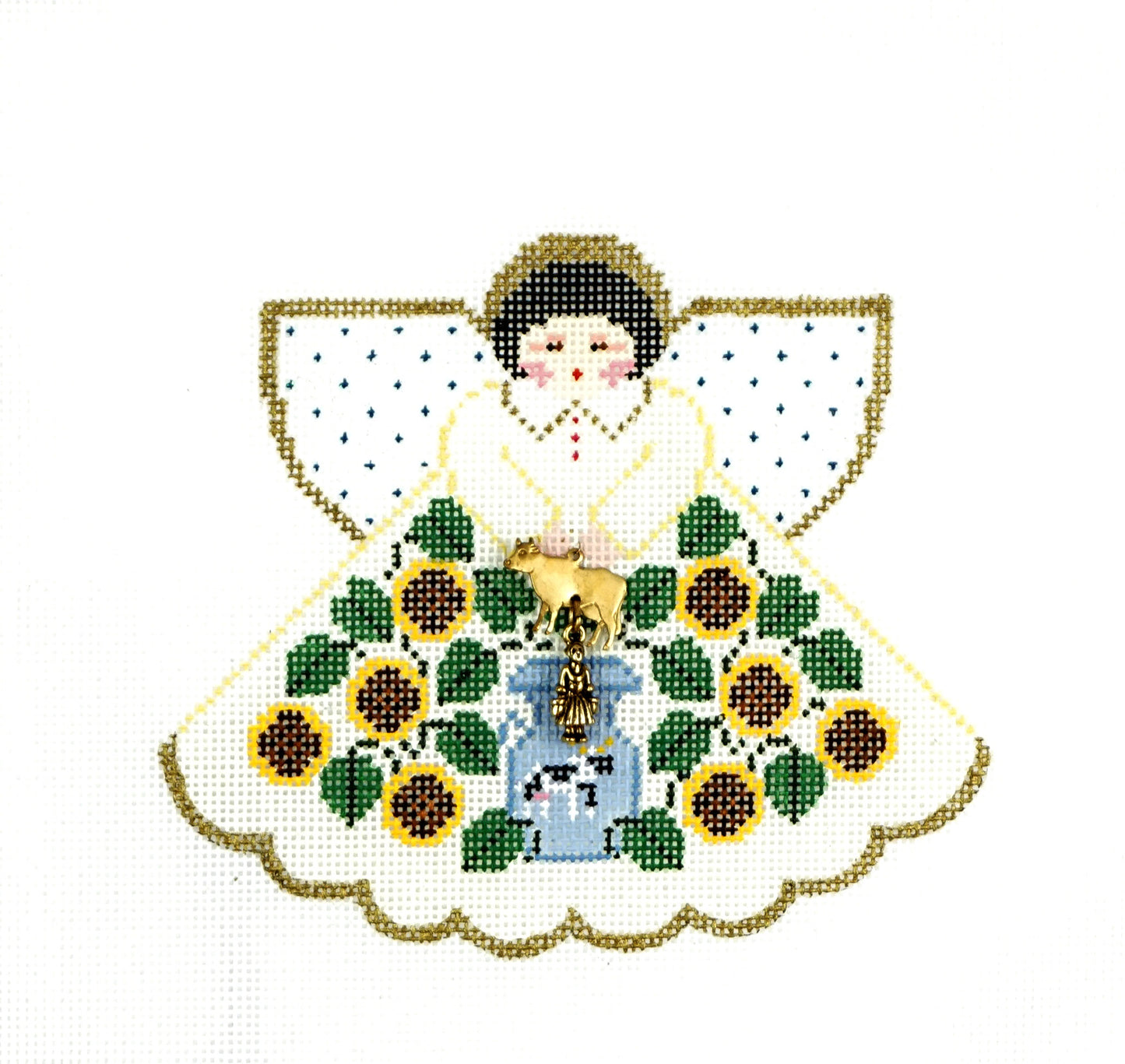 Christmas Angel ~ 12 Days of Christmas ~ EIGHT MAIDS MILKING Angel Needlepoint Canvas Painted Pony