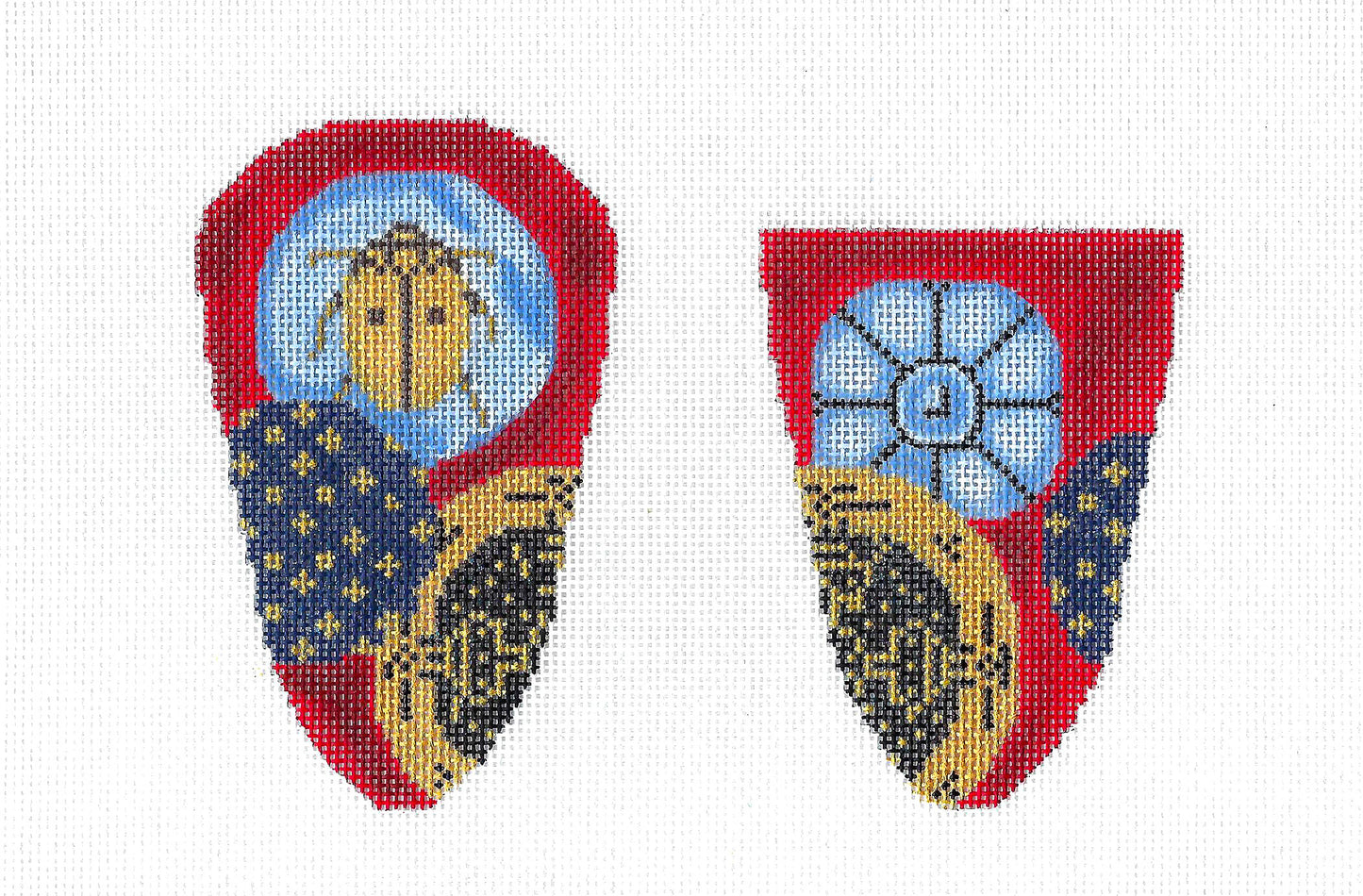 Scissor Case ~ "Buttons" 2-sided Scissor Case on Red Handpainted Needlepoint Canvas by Associated Talents