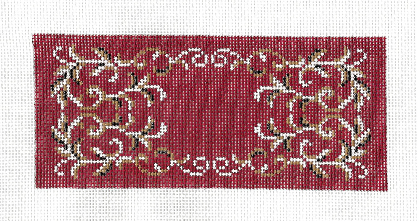 Insert ~ Toile on Deep Red for Personalizing 18 Mesh handpainted BB insert Needlepoint Canvas by LEE