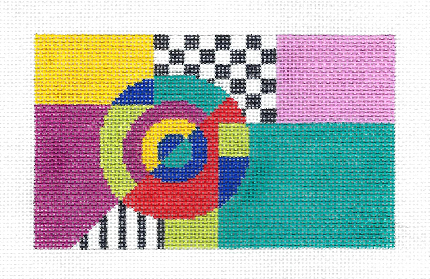 Canvas Insert ~ Contemporary Geometric Design ~ BD Insert ~ handpainted 18 Mesh Needlepoint Canvas by LEE