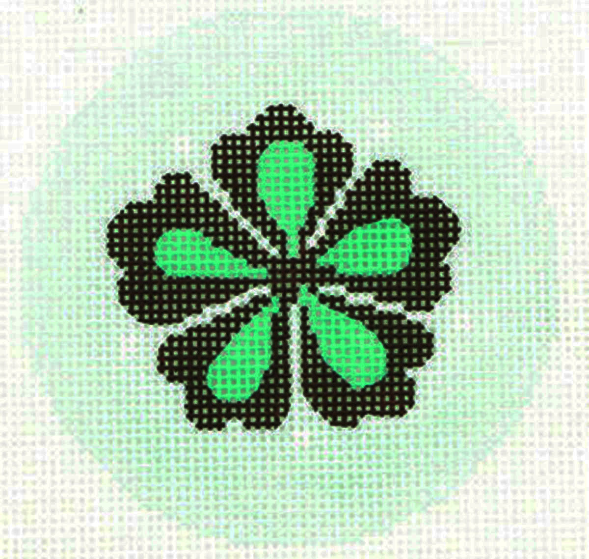 Round~LEE Asian Graphic handpainted Needlepoint Canvas 3"RD. Ornament