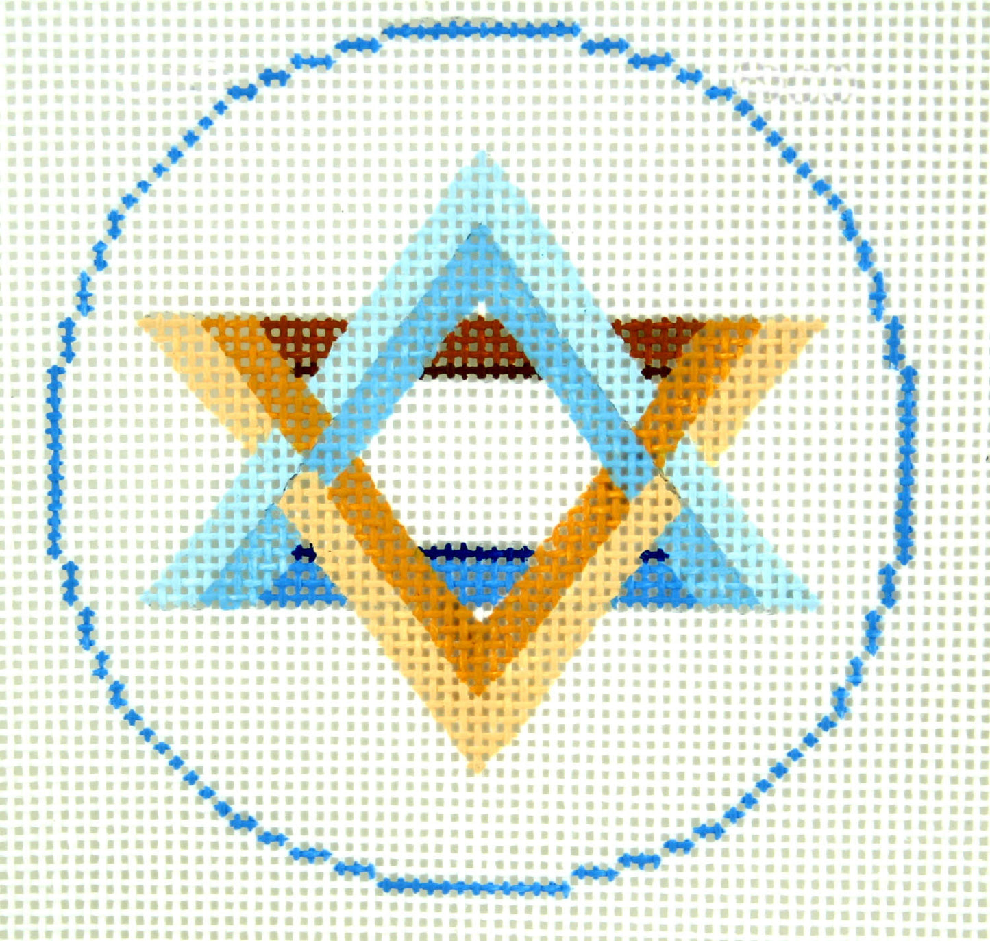 Judaic ~ Star of David Judaic Design 3" Rd. Ornament handpainted Needlepoint Canvas by LEE