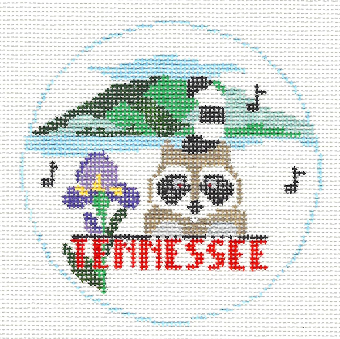 Travel Round ~ Tennessee handpainted Needlepoint Ornament Canvas by Kathy Schenkel