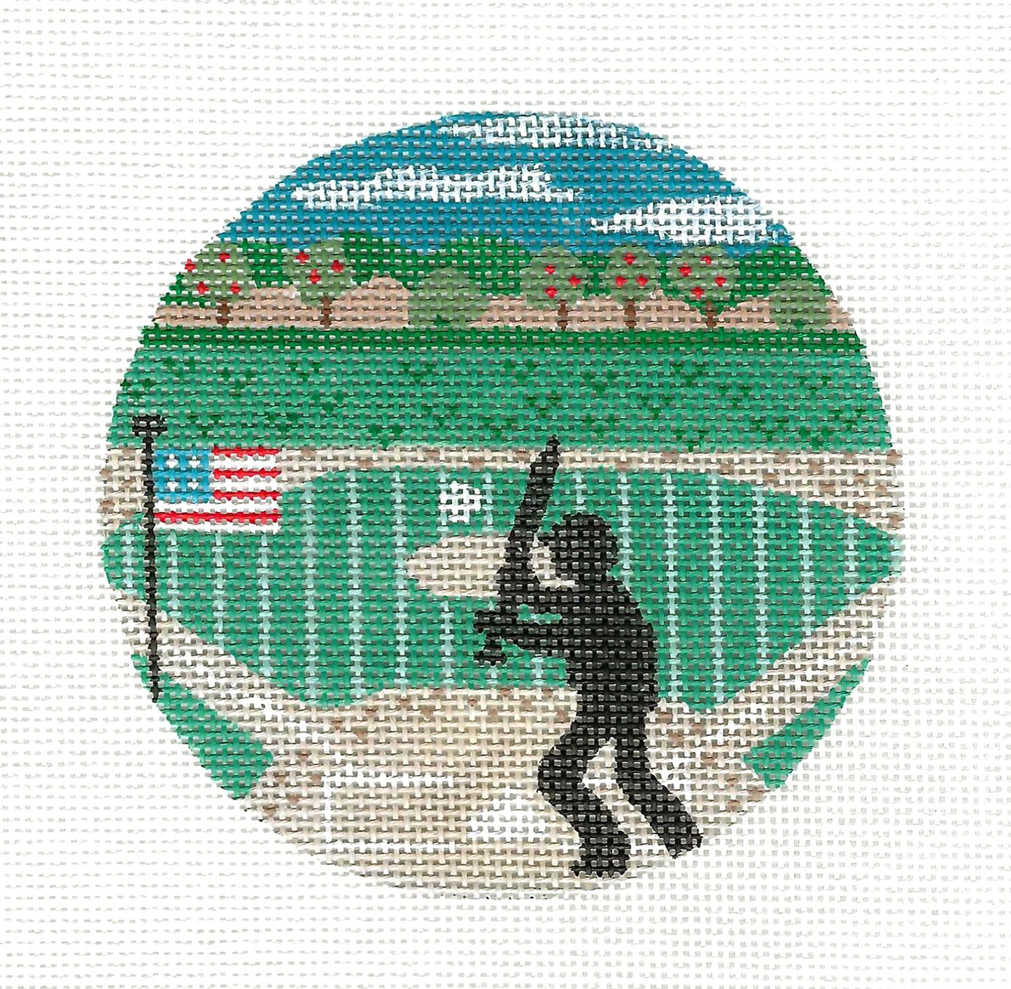 Dynamic Sports ~ BASEBALL ~ handpainted 18mesh 4" Needlepoint Ornament Canvas by CH Designs from Danji