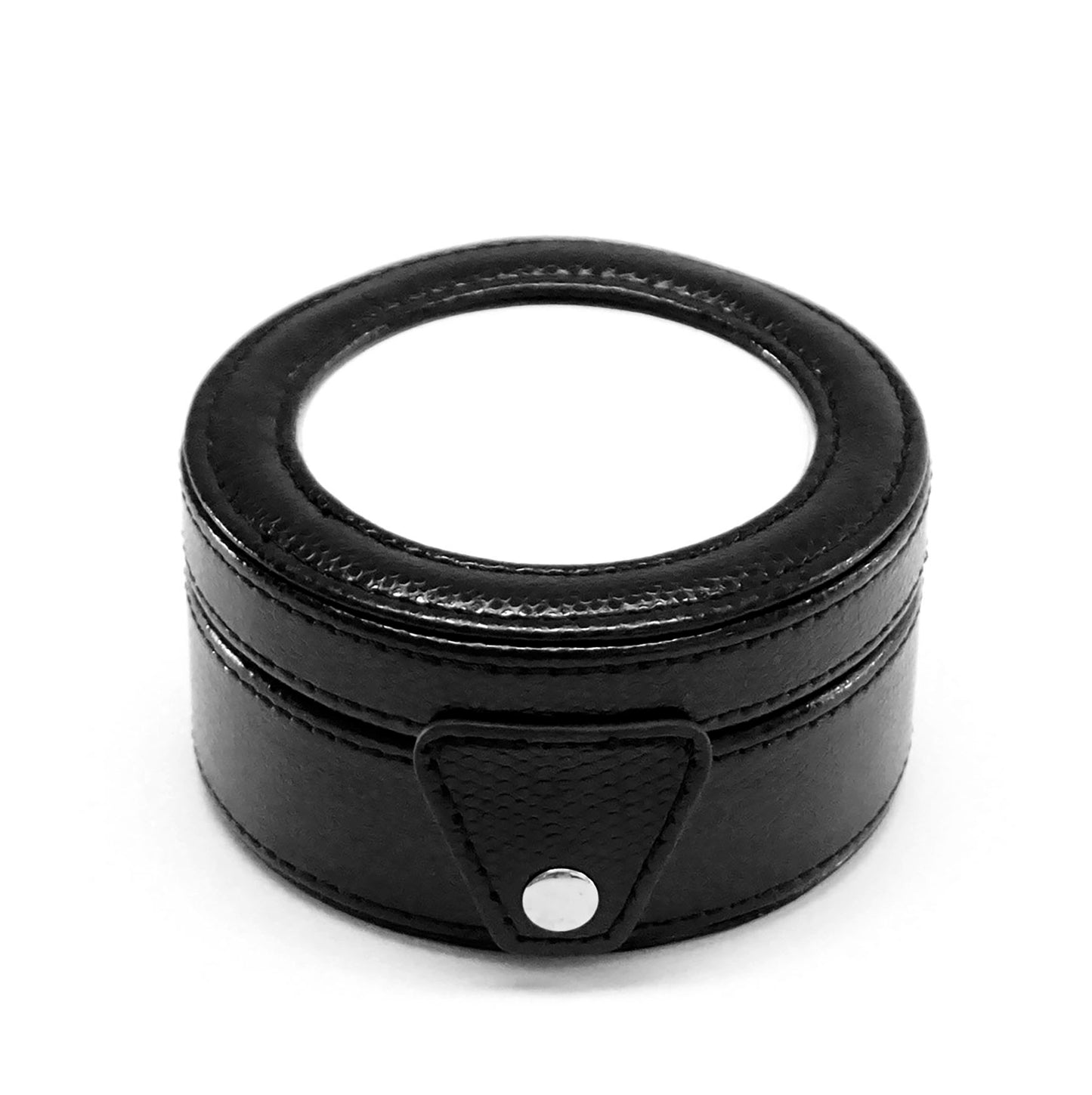 Accessory ~ Black Leather Gift Box Case for a handpainted 3" Rd. Needlepoint Canvas by LEE