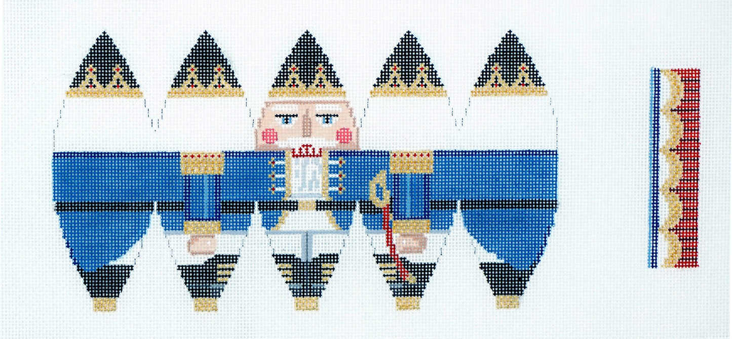 3-D Ornament ~ NUTCRACKER in BLUE Hot Air Balloon with Basket 3-D handpainted Needlepoint Canvas ~ by Susan Roberts