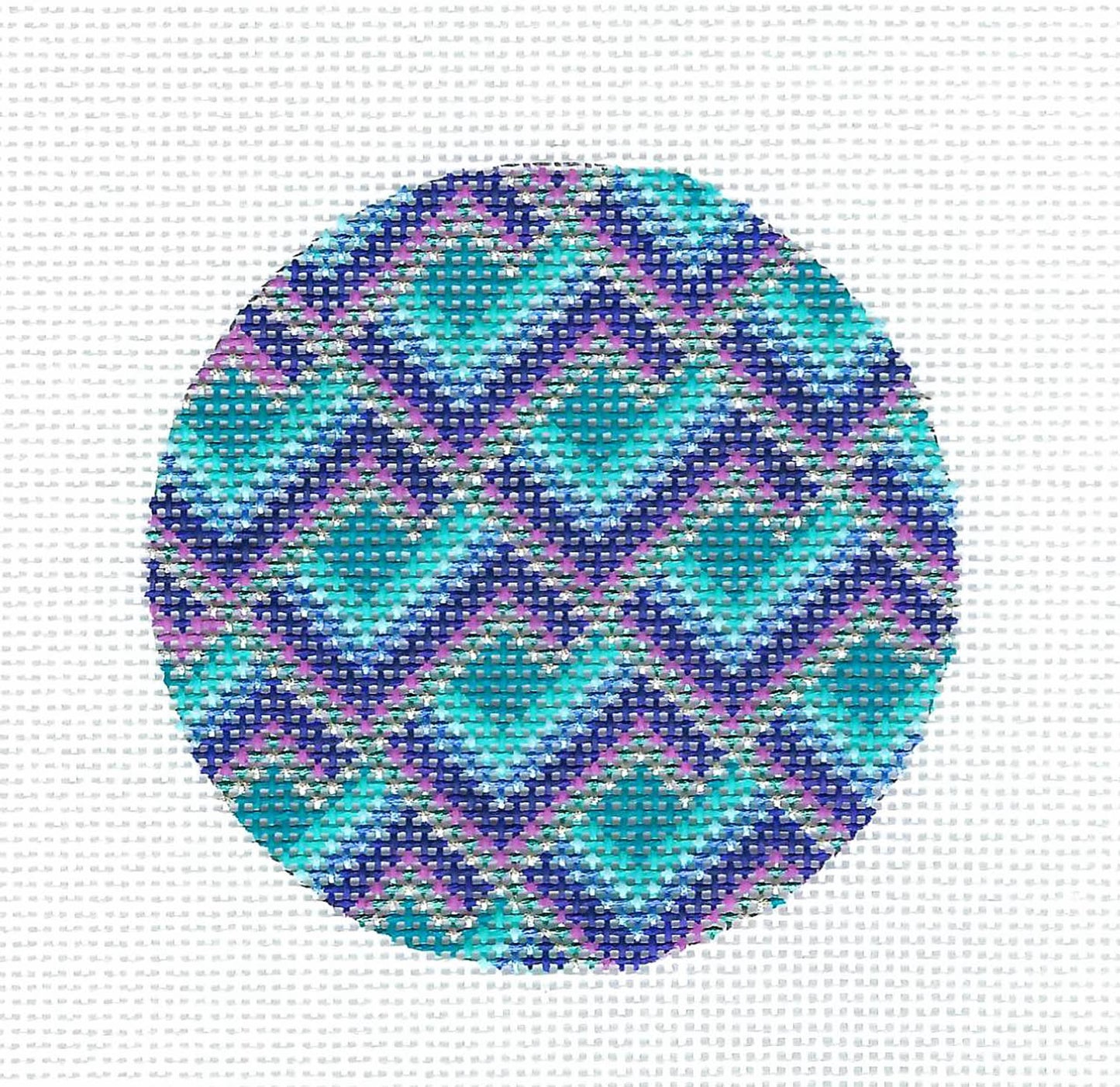 Round ~ Elegant Blue and Purple Round Bargello Ornament on Handpainted Needlepoint Canvas by Danji Designs