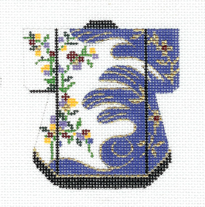 Kimono ~ Blue and Gold Oriental Petite Kimono 18 Mesh handpainted Needlepoint Canvas by LEE