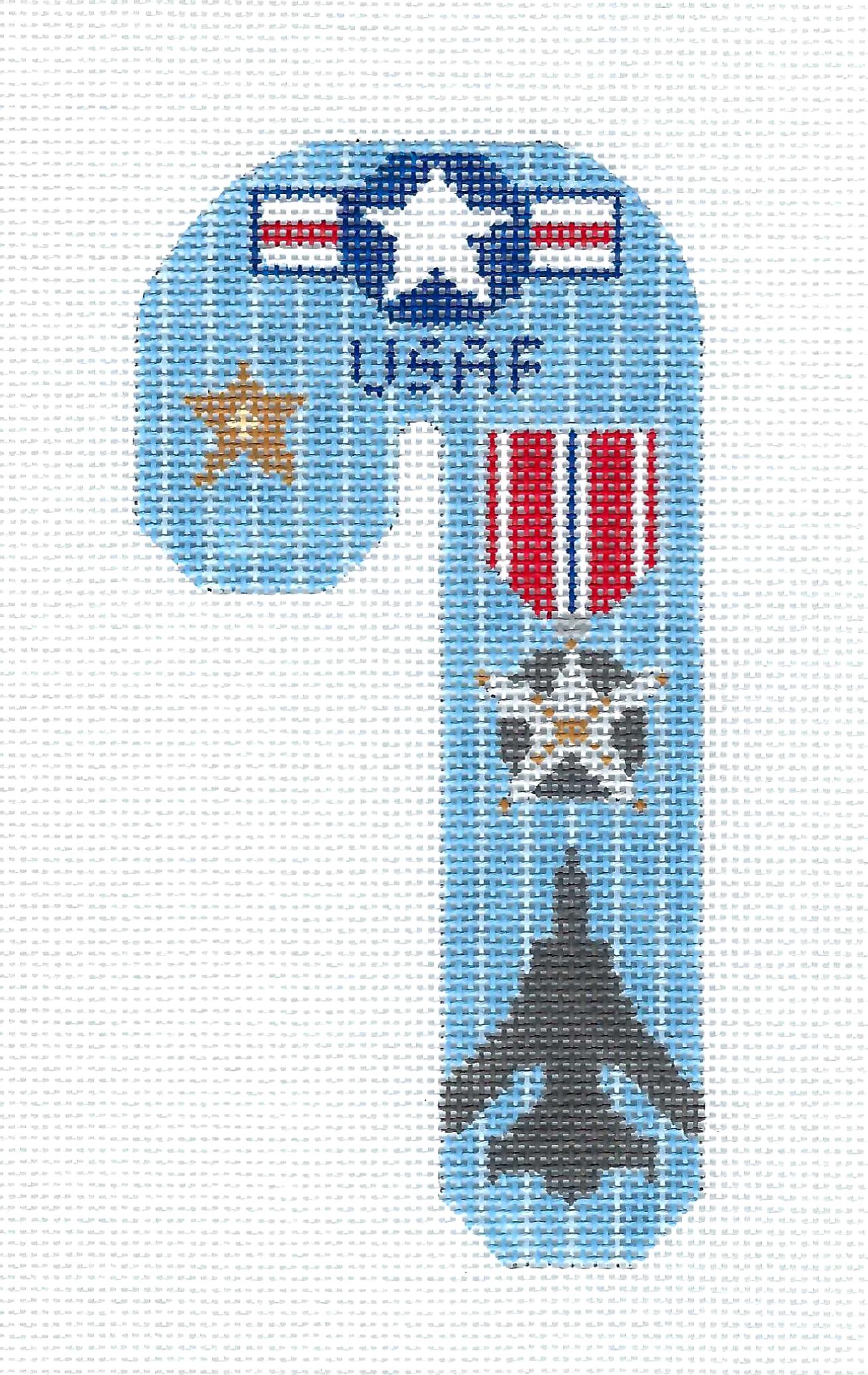 Candy Cane ~ U.S. AIR FORCE Military Medium Candy Cane handpainted Needlepoint Canvas CH Design ~Danji