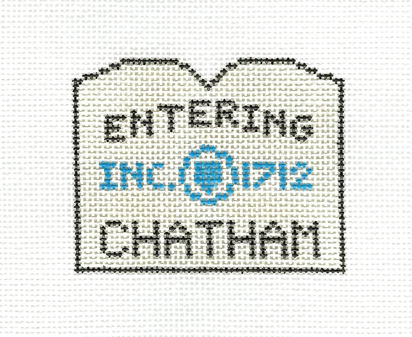 Travel Sign ~ CHATHAM, CAPE COD, MASS. SIGN Ornament handpainted 18 Mesh Needlepoint Canvas by Silver Needle