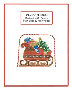 Christmas Canvas ~ Christmas Santa's Sleigh & Gifts & STITCH GUIDE HP Needlepoint Canvas Danji