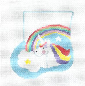 Canvas Set ~ UNICORN & RAINBOW CANVAS SET handpainted 18 Mesh Needlepoint Mini Stocking Ornament by Kathy Schenkel