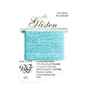 GLISTEN Sparkling Braid #20 "Blue Twinkle" Needlepoint Stitching Thread by Rainbow Gallery