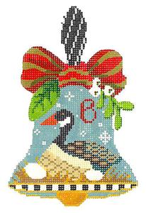 Kelly Clark ~ 12 Days of Christmas Hand Bell 6 Geese Laying handpainted Needlepoint Canvas by Kelly Clark