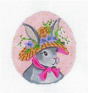 Kelly Clark - Miss Snowdrop Violet Bunny EGG handpaint Needlepoint Ornament Canvas Kelly Clark