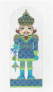 Kelly Clark Canvas ~ "Aqua Marine" NUTCRACKER handpainted 18 Mesh Needlepoint Ornament Canvas by Kelly Clark