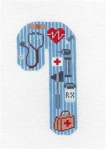 Candy Cane ~ MEDICAL DOCTOR handpainted 18 Mesh Medium Candy Cane Needlepoint Canvas CH Design from Danji