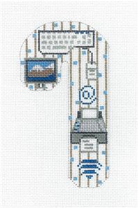 Candy Cane ~ COMPUTER TECHNICIAN Medium Candy Cane handpainted Needlepoint Canvas CH Design ~Danji