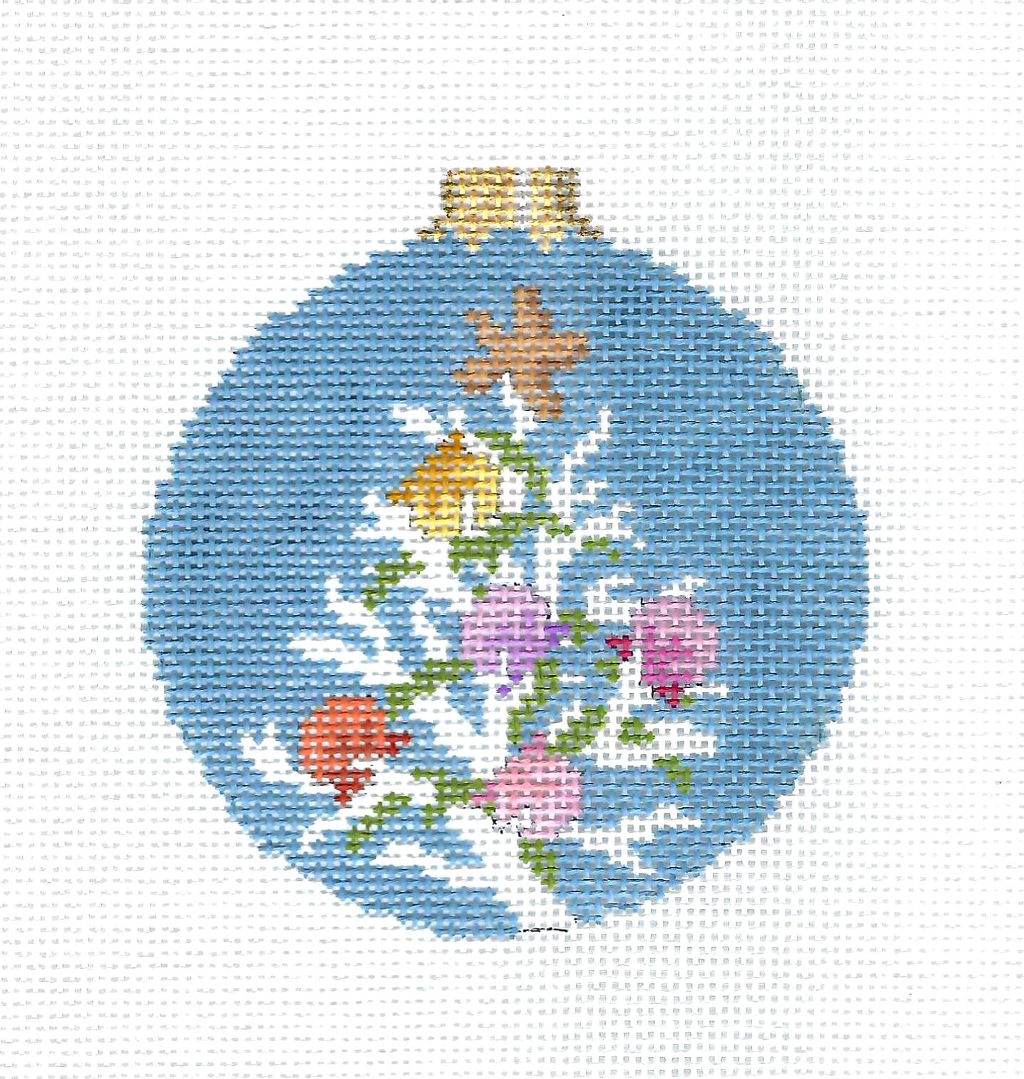 Ornament ~ Coral Christmas Tree 3.5" Round Ornament handpainted Needlepoint Canvas by Susan Roberts