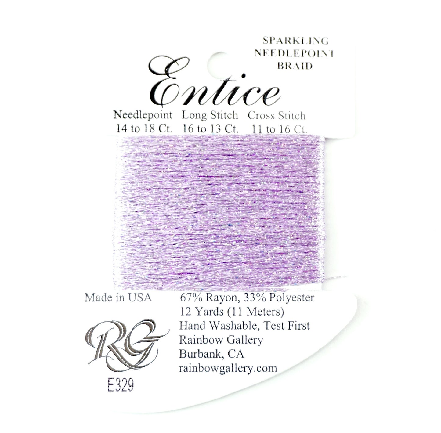 Fibers ~ ENTICE Braid #E329 "Lavender Pearl" Stitching Fiber 12 Yards Needlepoint Stitching Thread - Rainbow Gallery