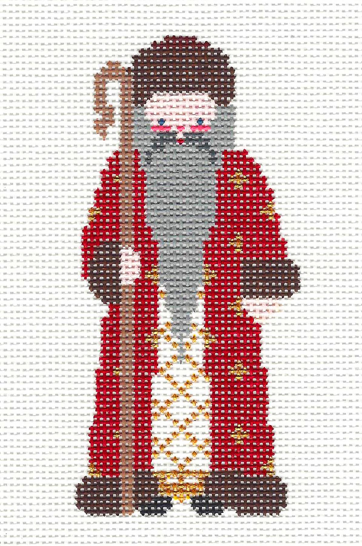 Santa Canvas ~ Father Christmas #2 Santa handpainted Needlepoint Ornament Canvas by Petei