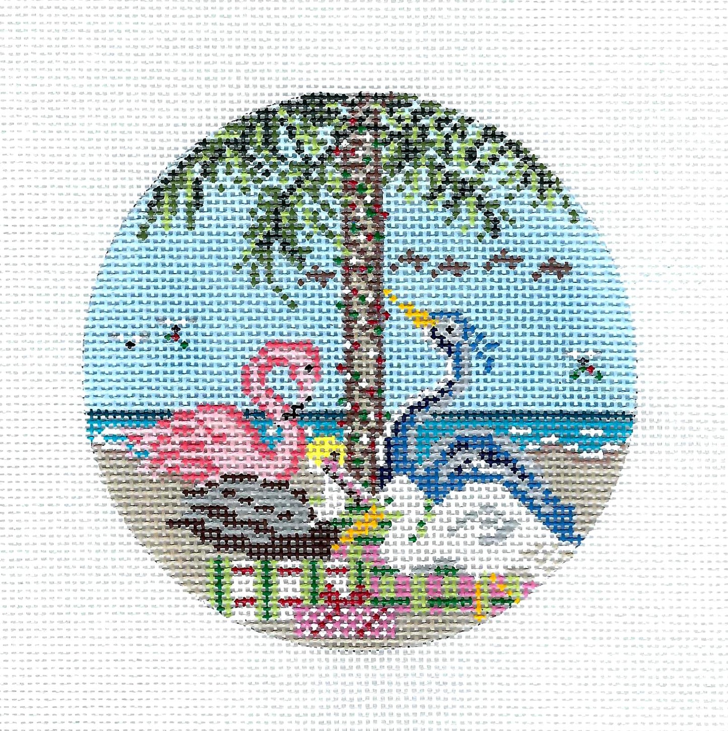 Birds Round ~ 4 Feathered Friends 4" Rd. handpainted 18mesh Needlepoint Canvas by Needle Crossings