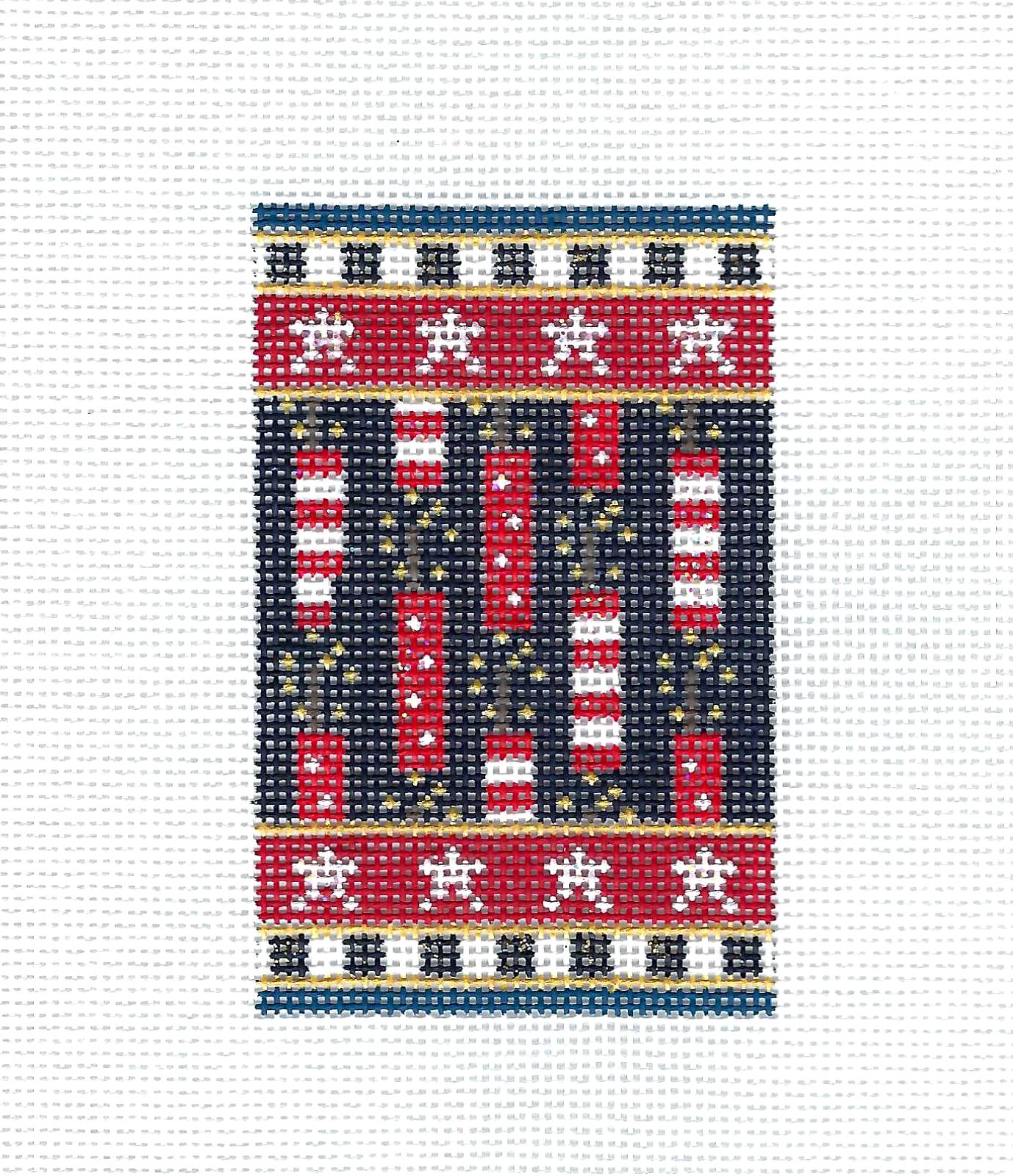 "Firecrackers" FIRECRACKER Ornament handpainted Needlepoint Canvas by Kelly Clark