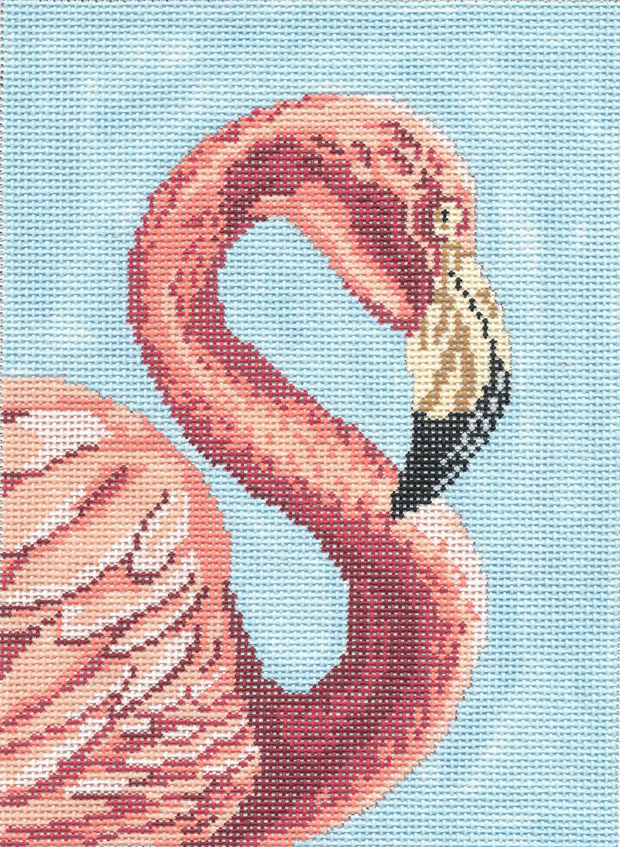 Bird Canvas ~ Elegant Pink Flamingo on 18 Mesh handpainted Needlepoint Canvas by Needle Crossings