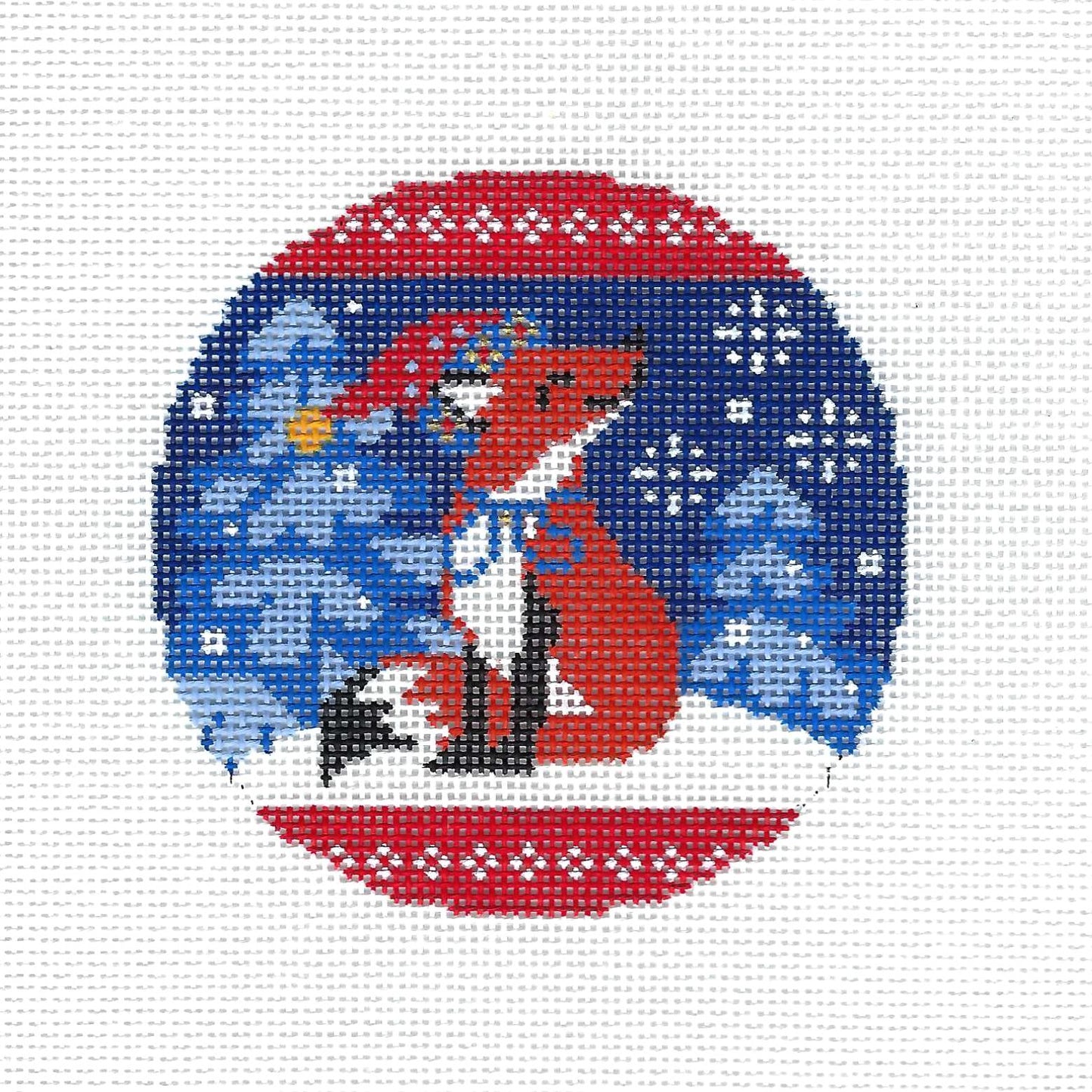 Fox canvas ~ Fox in the Winter Woods Ornament handpainted Needlepoint Canvas by Abigail Cecile from Juliemar