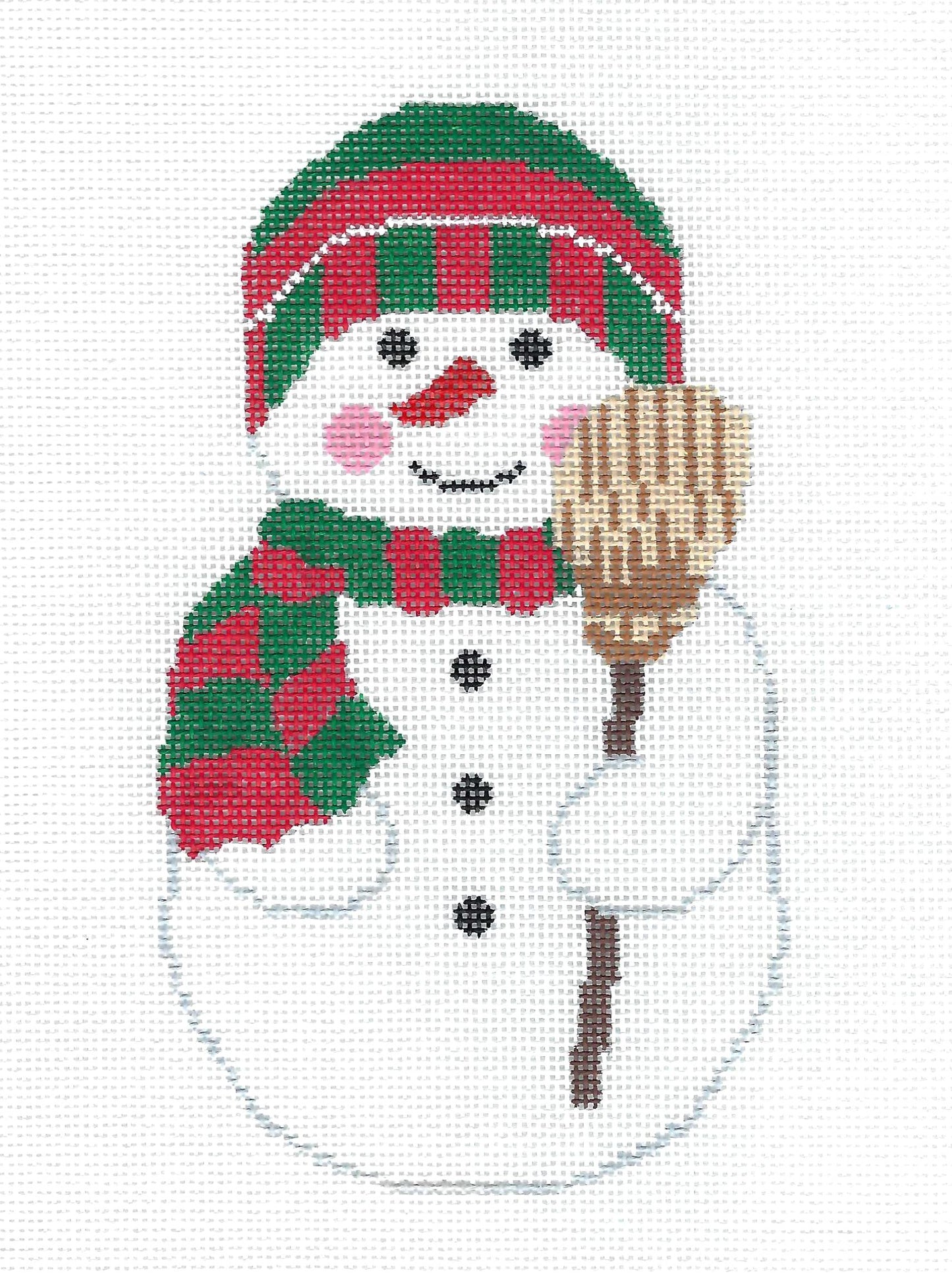 FROSTY the SNOWMAN handpainted Needlepoint Canvas Ornament by Silver Needle