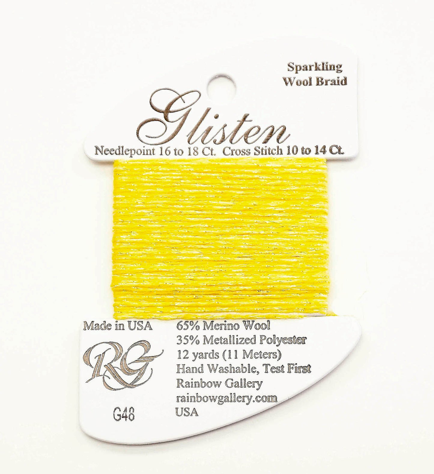 GLISTEN Sparkling Braid #48 Blazing Yellow Needlepoint Thread by Rainbow Gallery