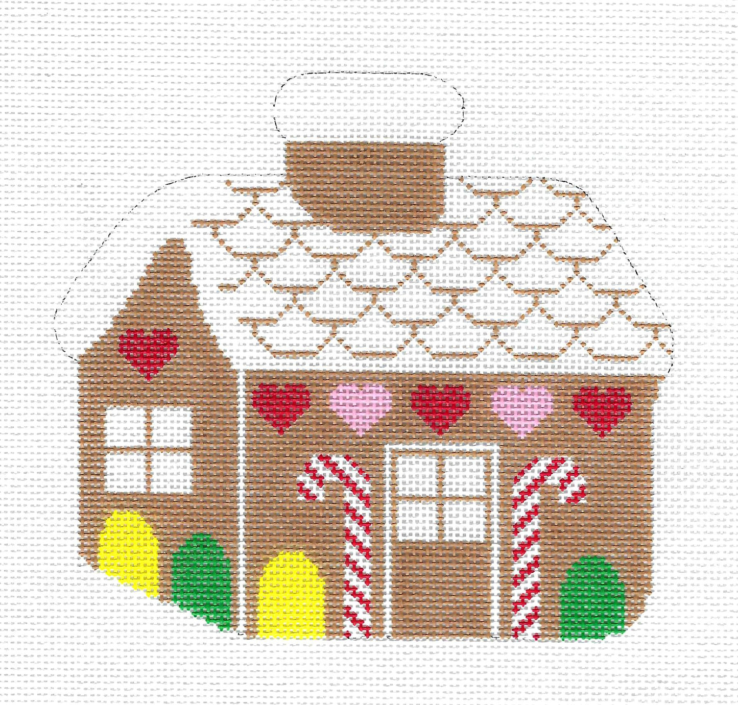 Christmas Gingerbread House handpainted 18 Mesh Needlepoint Ornament Canvas by Silver Needle
