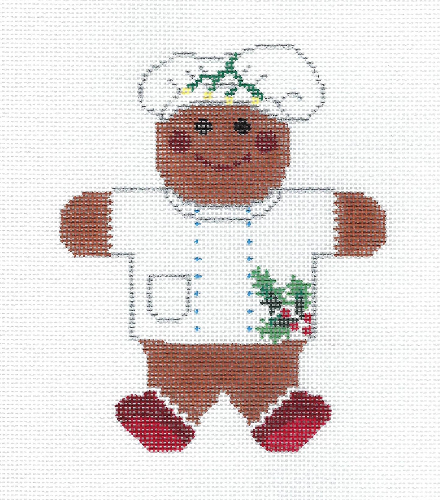 Chef Gingerbread Man in Apron Ornament HP Needlepoint Canvas by Whimsy & grace