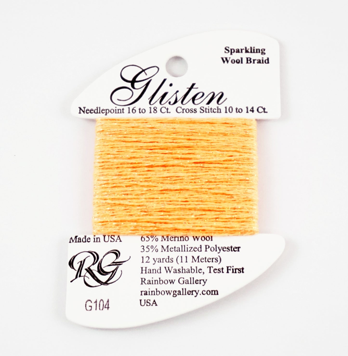 GLISTEN Sparkling Braid #104 Neon Orange Needlepoint Thread by Rainbow Gallery