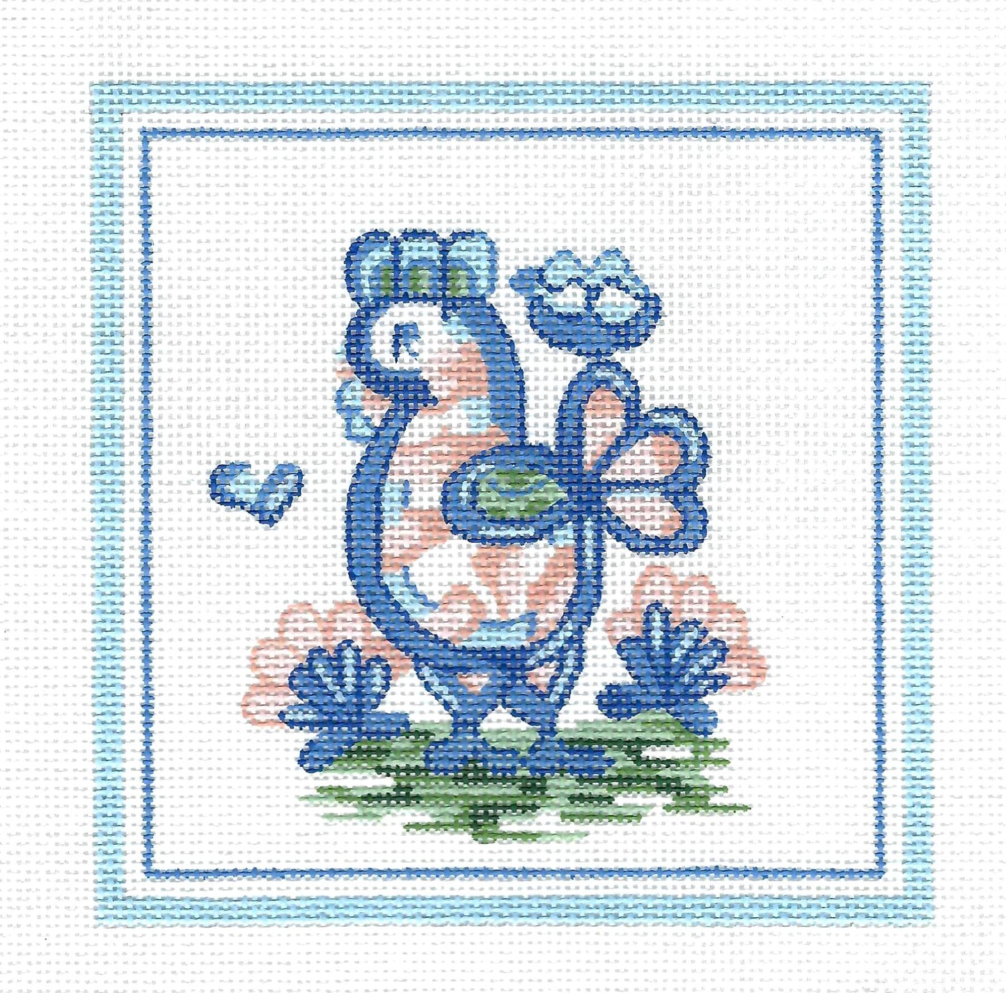 Hadley Pottery ~ CHICKEN handpainted Needlepoint Canvas 5"x 5" SQ. by Silver Needle